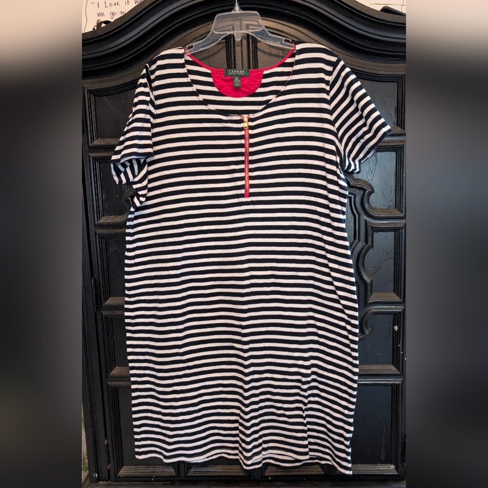 Ralph Lauren Navy and White Striped Mini Dress